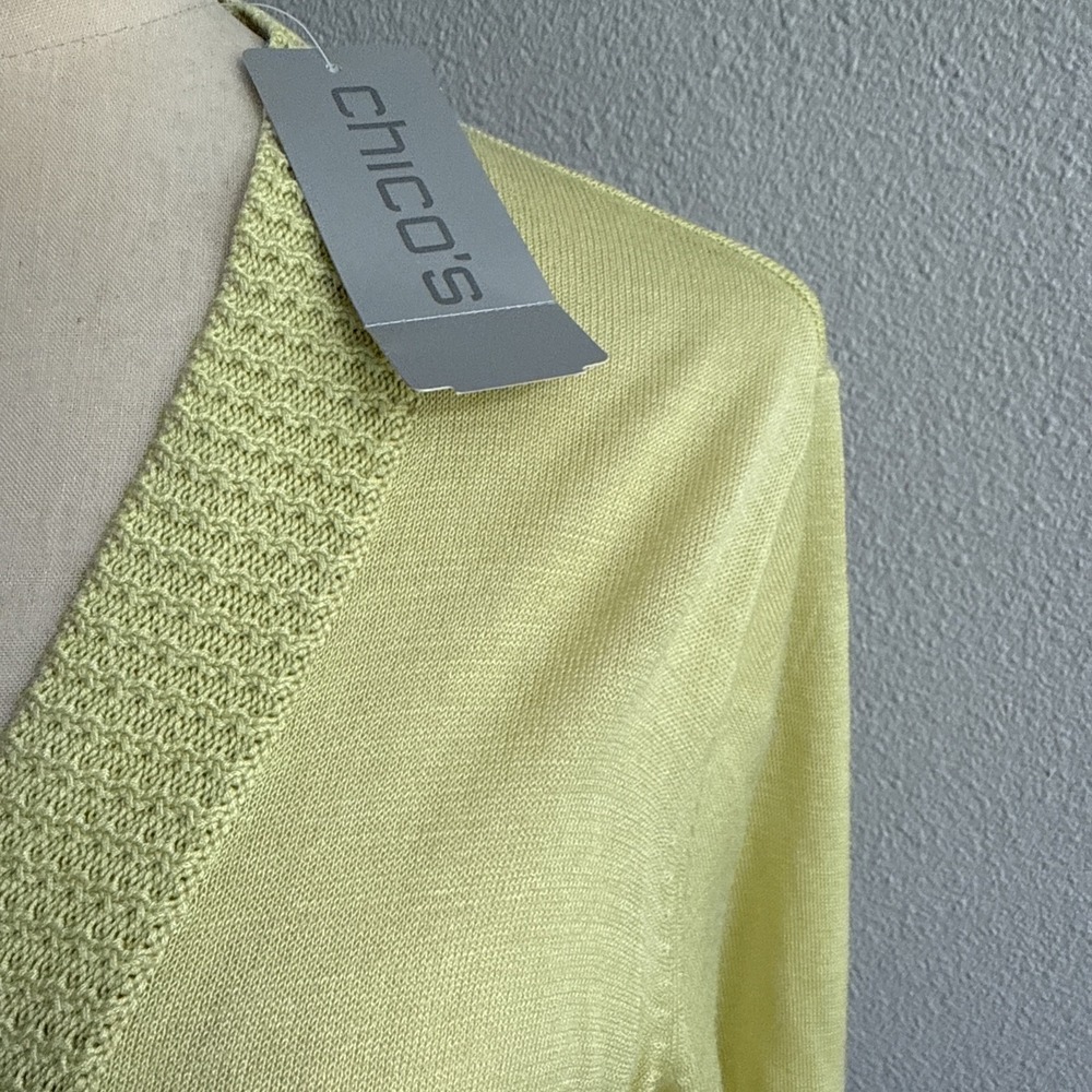 NEW Chico's Silk Lime Cardigan Shrug Open Front Trisha Bolero Medium Size 1 NWT - Picture 4 of 8